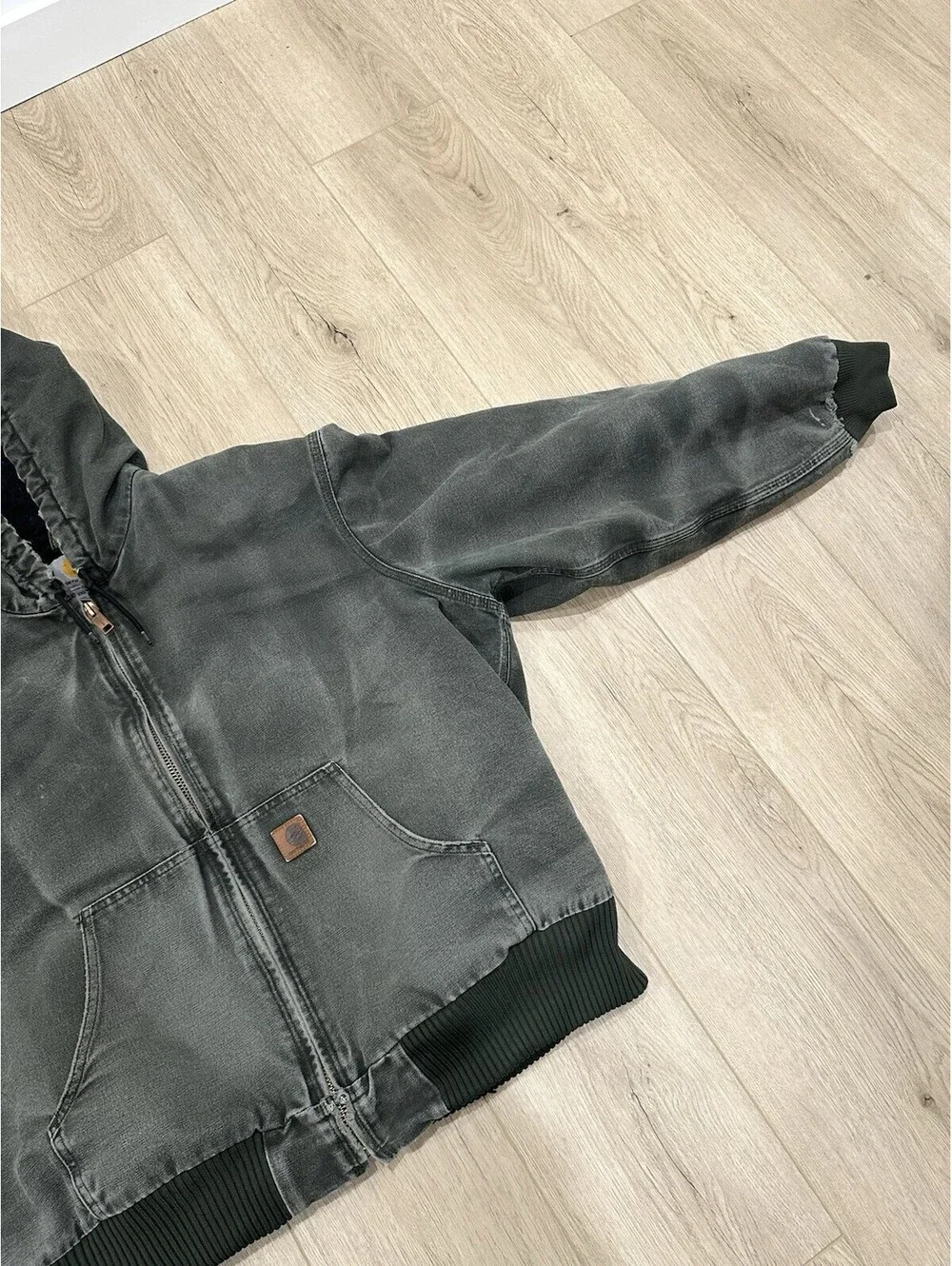 Vintage Carhartt Active Jacket J130 MOS 2XL Faded Green Canvas Workwear Distress